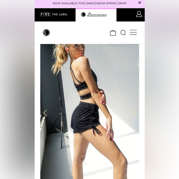 Five Dancewear AXS Black High Tied Athletic shorts - Picture 3 of 6